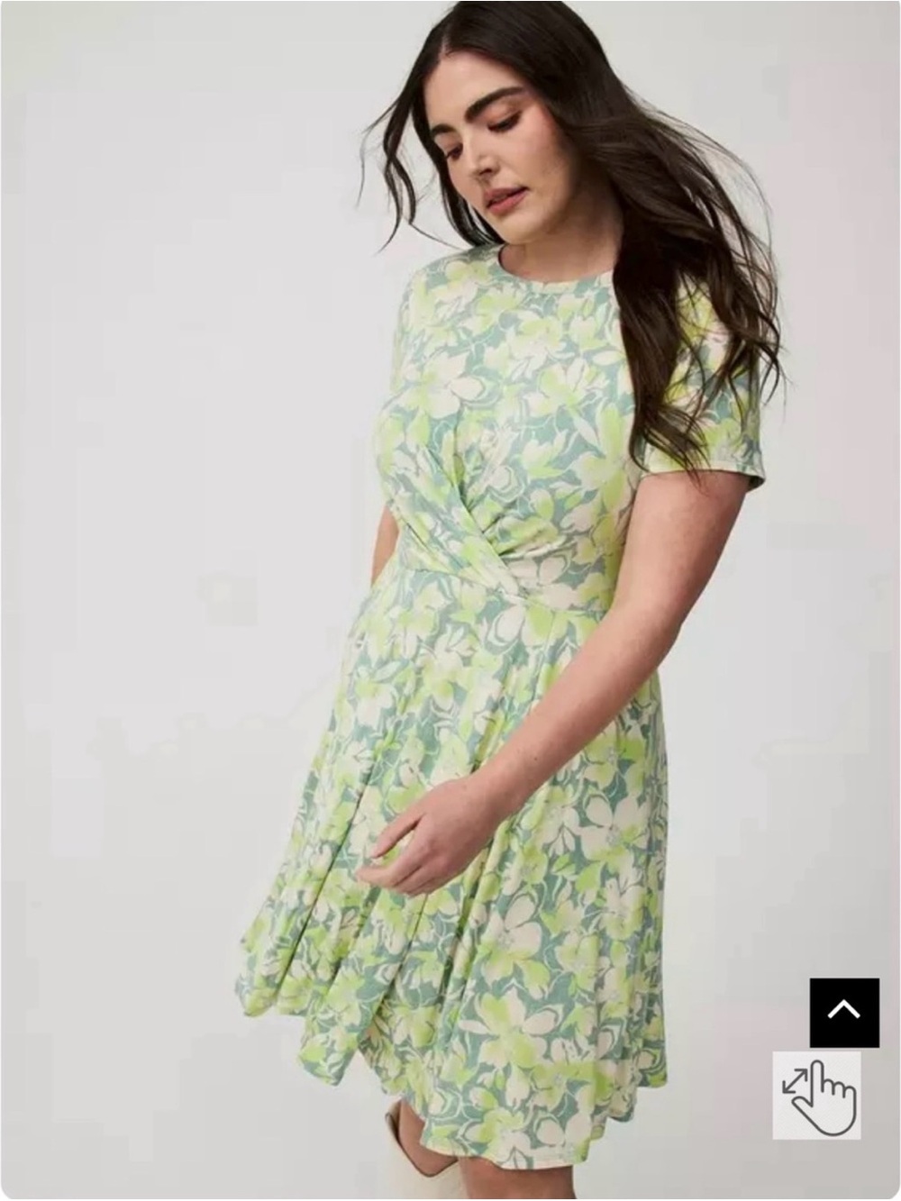 NWT Torrid Super Soft Baja Green Floral Twist-Front Dress with pockets 1x 14/16 - Picture 4 of 5